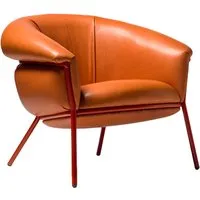 bd barcelona design fauteuil grasso (dark orange f20 et structure rouge - cuir florida cat. f et acier verni)