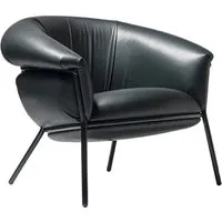 bd barcelona design fauteuil grasso (black f10 et structure noire - cuir florida cat. f et acier verni)