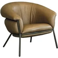bd barcelona design fauteuil grasso (aged camel v18 et structure beige - tissu vintage nabuk cat. v et acier verni)