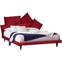 bonaldo lit deux places picabia avec bois de lit 160x200 cm (rouge - tissu cat. must, pieds en bois teinté anthracite)