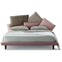 bonaldo lit deux places picabia avec bois de lit 160x200 cm (rose / marron - tissu cat. class et must, pieds en bois teinté cerise)
