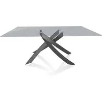 bontempi casa table avec structure anthracite artistico 20.00 180x106 cm (transparent fumé - plateau en verre et structure en acier laqué anthracite)