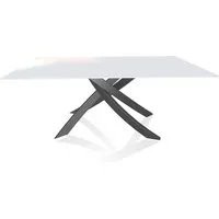 bontempi casa table avec structure anthracite artistico 20.00 180x106 cm (extrawhite brillant - plateau en verre et structure en acier laqué anthracite)