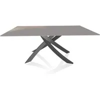 bontempi casa table avec structure anthracite artistico 20.00 180x106 cm (laqué gris clair brillant - plateau en verre et structure en acier laqué anthracite)