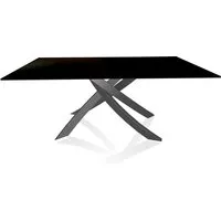 bontempi casa table avec structure anthracite artistico 20.00 180x106 cm (laqué noir brillant - plateau en verre et structure en acier laqué anthracite)
