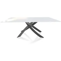 bontempi casa table avec structure anthracite artistico 20.01 200x106 cm (extrawhite brillant - plateau en verre et structure en acier laqué anthracite)