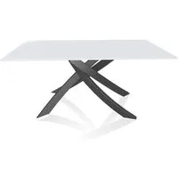 bontempi casa table avec structure anthracite artistico 20.13 160x90 cm (extrawhite brillant - plateau en verre et structure en acier laqué anthracite)
