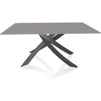 bontempi casa table avec structure anthracite artistico 20.13 160x90 cm (laqué gris clair brillant - plateau en verre et structure en acier laqué anthracite)