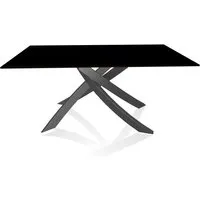 bontempi casa table avec structure anthracite artistico 20.13 160x90 cm (laqué noir brillant - plateau en verre et structure en acier laqué anthracite)