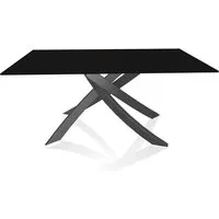 bontempi casa table avec structure anthracite artistico 20.13 160x90 cm (anti-rayures noir opaque - plateau en verre et structure en acier laqué anthracite)