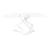 bontempi casa table avec structure blanche artistico 20.00 180x106 cm (transparent extra-clair - plateau en verre et structure en acier laqué blanc)