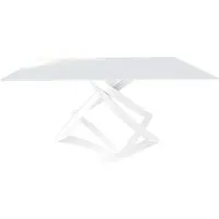 bontempi casa table avec structure blanche artistico 20.00 180x106 cm (extrawhite brillant - plateau en verre et structure en acier laqué blanc)
