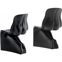 casamania set de 2 chaises him + her (noir - polyéthylène)