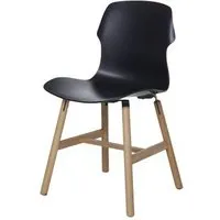 casamania set de 2 chaises stereo wood (noir - polypropylène / bois massif chêne)
