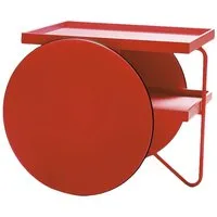 casamania table basse chariot (rouge ral 3026 - structure en métal verni / plateau et roulettes en mdf)