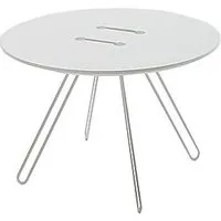 casamania table basse twine table (ø 50 cm plateau blanc / structure blanche - mdf et métal)