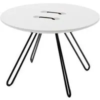 casamania table basse twine table (ø 50 cm plateau blanc / structure noire - mdf et métal)