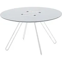 casamania table basse twine table (ø 70 cm plateau blanc / structure blanche - mdf et métal)