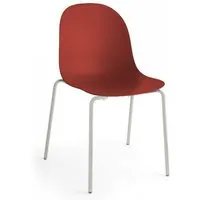 connubia set de 2 chaises academy cb/1663 (structure chromée, rouge opaque - métal et polypropylène)