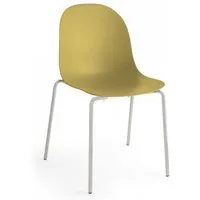 connubia set de 2 chaises academy cb/1663 (structure chromée, assise moutarde opaque - métal et polypropylène)