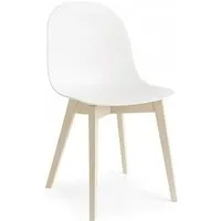 connubia set de 2 chaises academy w cb/1665 (structure hêtre blanchi, assise blanc optique opaque - bois de hêtre et polypropylène)