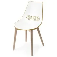 connubia set de 2 chaises jam w cb/1486 (structure naturel, assise en polycarbonate blanc/moutarde brillant - bois, métal et technopolymère)