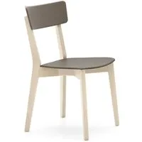 connubia set de 2 chaises jelly cb/1528 (structure hêtre blanchi, assise tourterelle opaque - bois de hêtre et polypropylène)