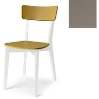 connubia set de 2 chaises jelly cb/1528 (structure blanche optique opaque, assise tourterelle opaque - bois de hêtre et polypropylène)
