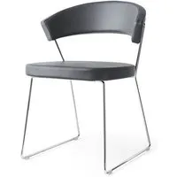 connubia set de 2 chaises new york cb/1022 (structure chromée, siège en cuir gris - métal et cuir)
