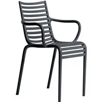 driade set de 4 chaises avec accoudoirs pip-e (gris anthracite - polypropylène)