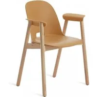 emeco alfi armchair high back chaise avec accoudoirs et le dossier haut (sable et frêne clair - polypropylène et fibre de bois recyclé)