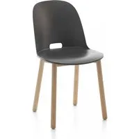 emeco alfi chair high back chaise avec le dossier haut (gris foncé et frêne clair - polypropylène et fibre de bois recyclé)