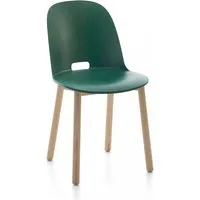 emeco alfi chair high back chaise avec le dossier haut (vert et frêne clair - polypropylène et fibre de bois recyclé)