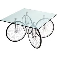 fontana arte table avec roues de bicyclette tour (verre flotté biseauté - verre)