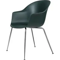 gubi chaise avec accoudoirs bat dining chair avec la base chrome (dark green - polypropylène et acier)
