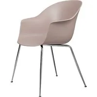 gubi chaise avec accoudoirs bat dining chair avec la base chrome (sweet pink - polypropylène et acier)
