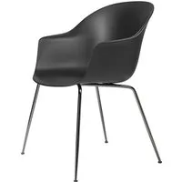 gubi chaise avec accoudoirs bat dining chair avec la base chrome noir (black - polypropylène et acier)