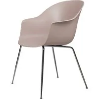 gubi chaise avec accoudoirs bat dining chair avec la base chrome noir (sweet pink - polypropylène et acier)