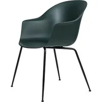 gubi chaise avec accoudoirs bat dining chair avec la base noir (dark green - polypropylène et acier)