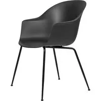 gubi chaise avec accoudoirs bat dining chair avec la base noir (black - polypropylène et acier)