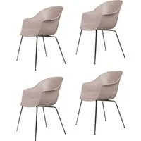 gubi set de 4 chaises avec accoudoirs bat dining chair base chrome noir (sweet pink - polypropylène et acier)