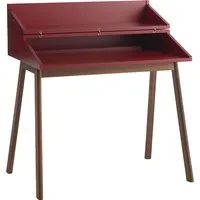 horm écritoire bureau (rouge vin - noyer canaletto et mdf laqué mat)