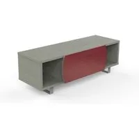 kairos home meuble tv mk130 jusqu'à 55" (chêne gris / rouge - bois, verre et métal)
