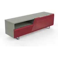 kairos home meuble tv mk160 jusqu'à 65" (chêne gris / rouge - bois, verre et métal)
