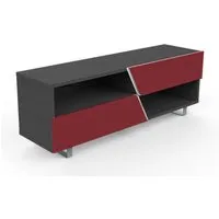 kairos home meuble tv mk162 jusqu'à 65" (orme foncé / rouge - bois et métal)