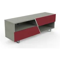 kairos home meuble tv mk162 jusqu'à 65" (chêne gris / rouge - bois et métal)