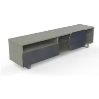 kairos home meuble tv mk195 jusqu'à 75" (chêne gris / gris foncé - bois, verre et métal)