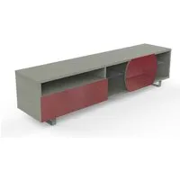 kairos home meuble tv mk195 jusqu'à 75" (chêne gris / rouge - bois, verre et métal)