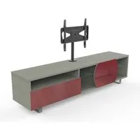 kairos home meuble tv mk195+kc055ne jusqu'à 55" (chêne gris / rouge - bois, verre et métal)