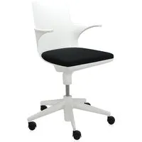 kartell chaise de bureau spoon chair (blanc-noir - polypropylène coloré dans la masse)